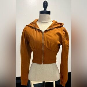 EUC Active USA cropped zip up sweatshirt, ladies sz Small, burnt Orange
